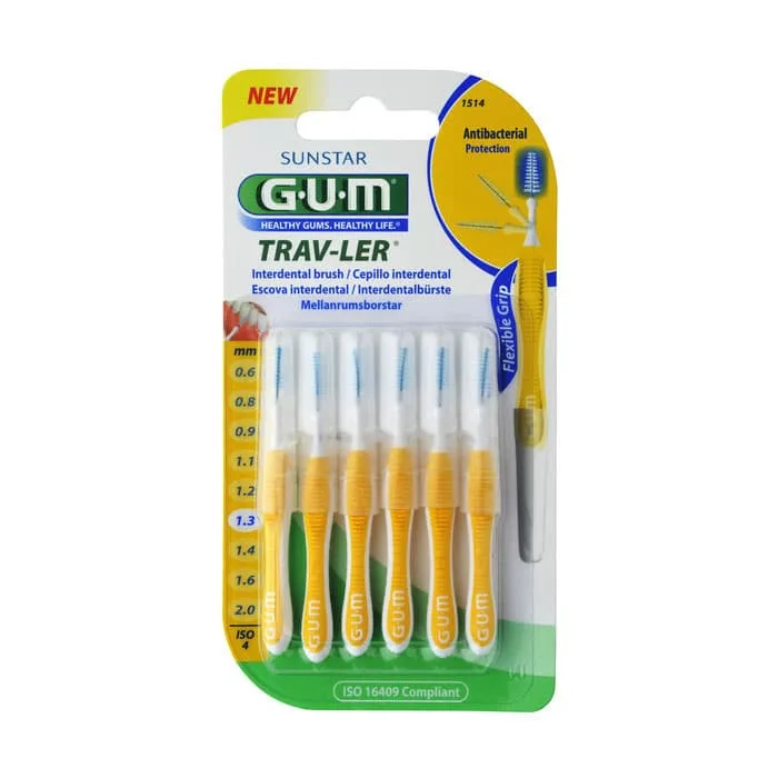Μεσοδόντιο Βουρτσάκι 1.3mm Κίτρινο Trav-Ler Τapered 1514 1.3 mm Gum 6 τμχ