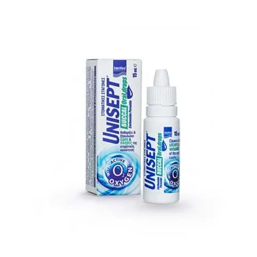 Unisept Buccal Care Drops Στοματικές Σταγόνες για Καθαρισμό, την Επούλωση & Ανακούφιση Ελκών και Πληγών, 15ml