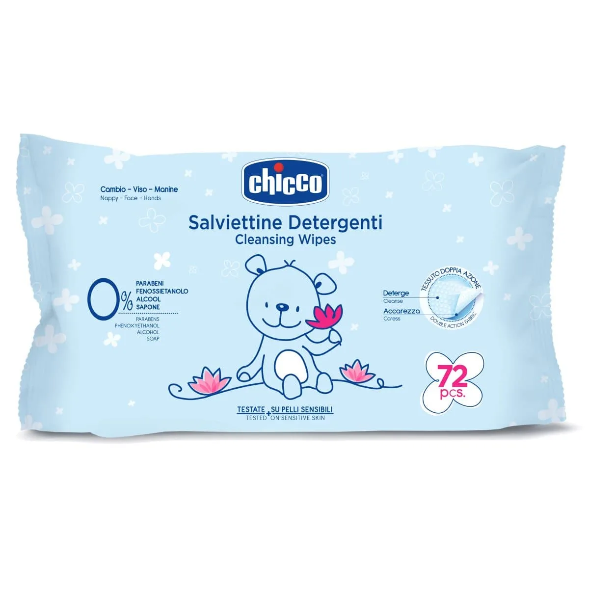 Chicco Μωρομάντηλα χωρίς Parabens & Οινόπνευμα 72τμχ