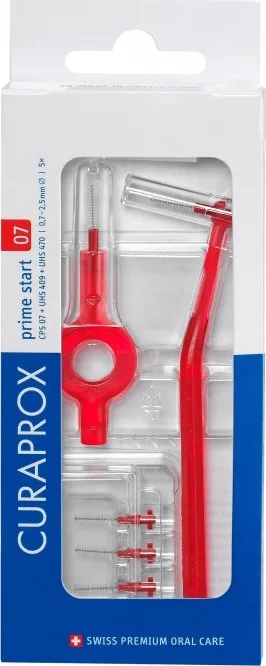 Curaprox Prime Start Ανταλλακτικά για Μεσοδόντια Βουρτσάκια με Λαβή 0.7mm Κόκκινα 5τμχ
