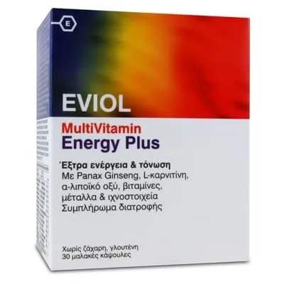 Eviol MultiVitamin Energy Plus Πολυβιταμίνη για Επιπλέον Ενέργεια και Τόνωση, 30 Μαλακές Κάψουλες