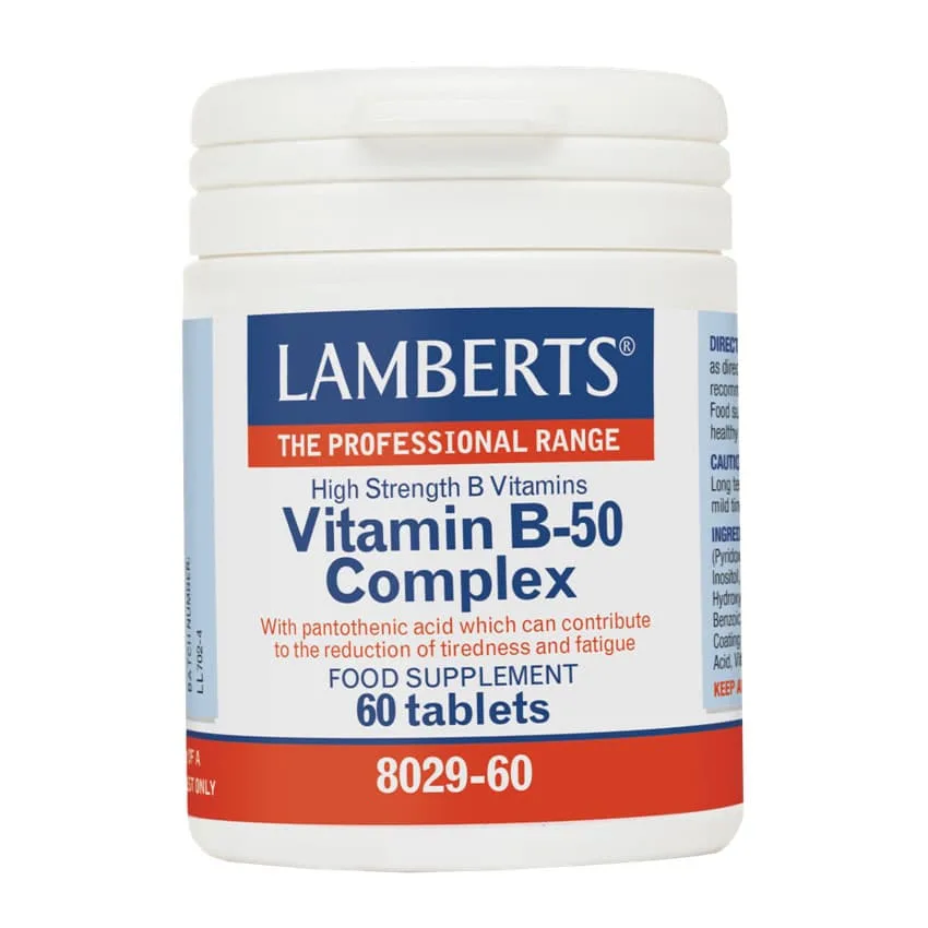 Lamberts Vitamin B-50 Complex, Σύμπλεγμα Βιταμινών Β για την Καλή Υγεία του Νευρικού Συστήματος 60tabs 8029-60