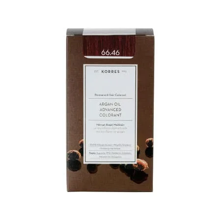 Korres Argan Oil Advanced Colorant 66.46 Έντονο Κόκκινο Βουργουνδίας Μόνιμη Βαφή Μαλλιών με Τεχνολογία Pigment Lock που κλειδώνει το Χρώμα, 50ml