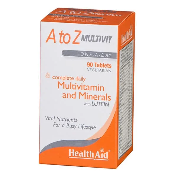 Health Aid A to Z Multivit Πολυβιταμινούχο Συμπλήρωμα Διατροφής με Βιταμίνες, Μέταλλα & Λουτεΐνη, 90 Ταμπλέτες