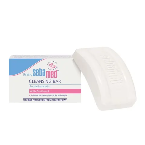 Sebamed Baby Cleansing Bar, Στέρεο Καθαριστικό, Καθαρίζει την Νινίδα της Κεφαλής από 0 έως 3 μηνών 100g