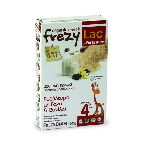 Frezyderm Frezylac Organic Cereals Ρυζάλευρο Γάλα Βανίλια 200gr