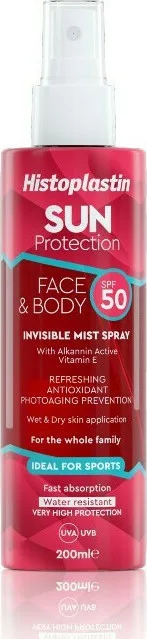 Heremco Histoplastin Sun Protection Αδιάβροχο Αντηλιακό Προσώπου και Σώματος SPF50 με Χρώμα Spray 200ml