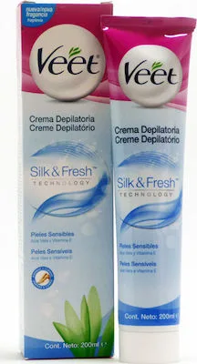 Veet Silk & Fresh Κρέμα Αποτρίχωσης Σώματος με Αλόη Βέρα για Ευαίσθητες Επιδερμίδες 200ml
