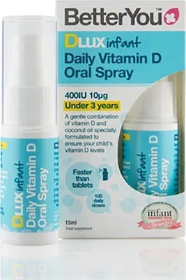 BetterYou DLux Infant Vitamin D Daily Oral Spray 15ml Βιταμίνη D3 για Νεογνά, Βρέφη και Παιδιά έως 3 Ετών