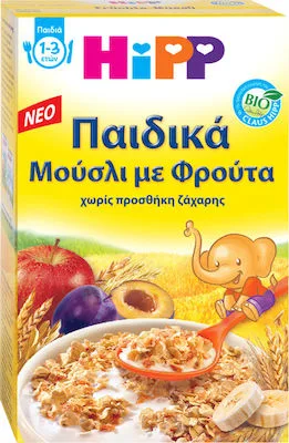 Hipp Παιδικά Μούσλι με Φρούτα Βιολογικής Καλλιέργειας από τον 10ο μήνα, 200gr
