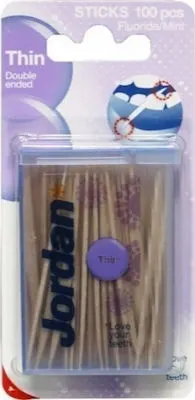 Jordan Dental Sticks Double Ended Thin Οδοντογλυφίδες Με Γεύση Μέντας 100 τμχ.