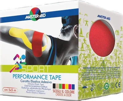 Master-Aid Sport Performance Tape Ελαστικό Αυτοκόλλητο Επίθεμα Κόκκινο 5cmx5m