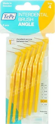 Tepe Angle 0,70mm Size 4, Μεσοδόντια Βουρτσάκια 6τμχ, Κίτρινο