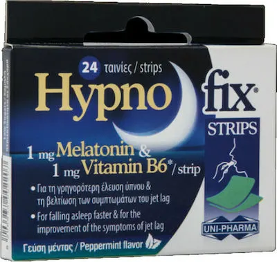 Uni-Pharma Hypno Fix Strips 24 Ταινίες - Συμπλήρωμα Διατροφής Για Τη Γρηγορότερη Eλευση Ύπνου & Κατά Των Συμπτωμάτων Του Jet Lag