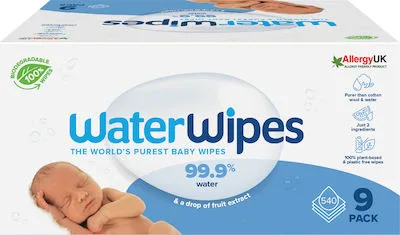 WaterWipes Οικολογικά Μωρομάντηλα χωρίς Άρωμα & με 99% Νερό 9x60τμχ