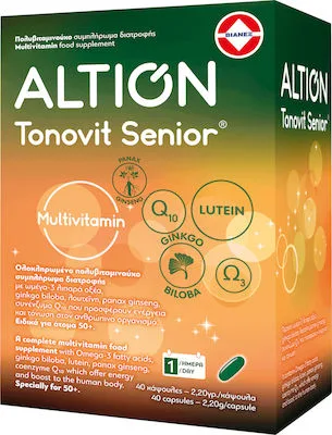 Altion Tonovit Senior Ενισχυμένη Πολυβιταμίνη για Σωματική & Πνευματική Τόνωση για Ηλικίες άνω των 50 Ετών 40 κάψουλες