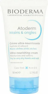 Bioderma Atoderm Mains & Ongles Ultra Nourishing Hand Cream-Κρέμα Χεριών για Εντατική Επανόρθωση & Ενυδάτωση, 50ml