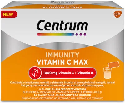 Centrum Immunity Vitamin C Max Για Ενίσχυση Του Ανοσοποιητικού & Ενέργεια 14 Φακελάκια.