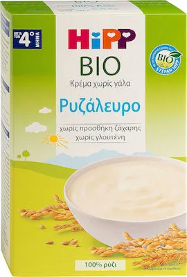 HIPP Βιολογική Κρέμα Ρυζάλευρο για Βρέφη με Αλλεργία στο Αγελαδινό Γάλα μετά τον 4ο Μήνα 200gr