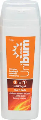 Uni-Pharma Uniburn 2 in 1 Yogurt After Sun Gel για Πρόσωπο και Σώμα με Γιαούρτι & Υαλουρονικό Οξύ 50ml