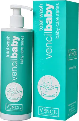 Vencil Baby Total Wash Βρεφικό Σαμπουάν και Αφρόλουτρο με Αντλία 400ml