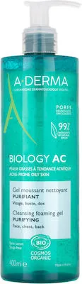 A-Derma Biology AC Gel Moussant Purifiant 400ml - Αφρίζον Τζελ Καθαρισμού Προσώπου Για Λιπαρές Επιδερμίδες