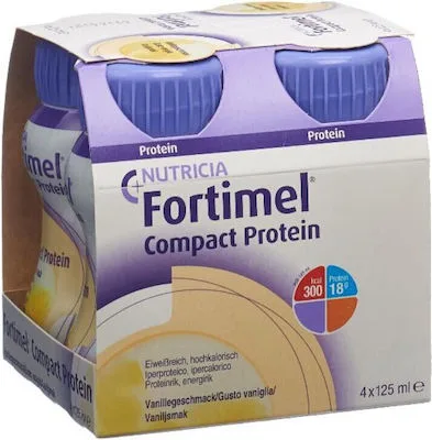 Nutricia Fortimel Compact Protein Ειδικό Συμπλήρωμα Διατροφής 4 x 125ml Βανίλια