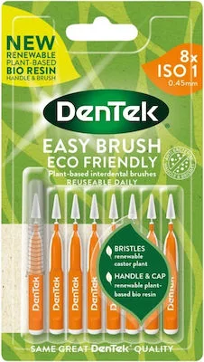 Dentek Easy Brush ISO 1 Μέγεθος 0,45mm Μεσοδόντια Βουρτσάκια Πορτοκαλί 8 Τεμάχια