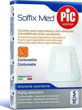 PiC Solution Αποστειρωμένα Αυτοκόλλητα Επιθέματα Soffix Med 7x5cm 5τμχ