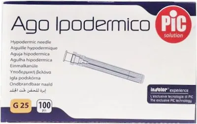 Υποδερμικές βελόνες PIC 25G x 5/8″0.50mm x 16mm πορτοκαλί (100 τμχ)