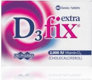 Uni-Pharma D3 Fix Extra Βιταμίνη για Ενίσχυση του Ανοσοποιητικού & την Υγεία των Οστών 2000iu 60 ταμπλέτες