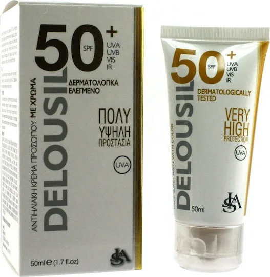 Sja Pharm Delousil Αντηλιακή Κρέμα Προσώπου Με Χρώμα SPF50 50ml