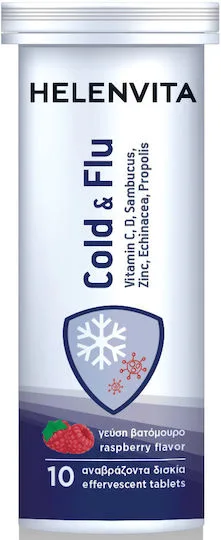 Helenvita Cold & Flu 10 Αναβράζοντα Δισκία - Συμπλήρωμα Διατροφής Για Αντιμετώπιση Συμπτωμάτων Της Γρίπης & Του Κρυολογήματος