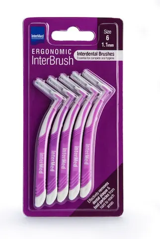 Ergonomic InterBrush Μεσοδόντια Βουρτσάκια Για Ολοκληρωμένο Καθαρισμό 1.1mm Μωβ 5τμχ