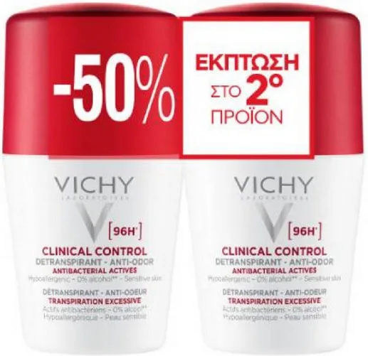 Vichy Clinical Control 96H Υποαλλεργικό Αποσμητικό Roll On 2 x 50 ml (-50% στο 2ο τμχ)