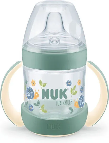 Nuk Nature Εκπαιδευτικό Μπιμπερό Πλαστικό με Λαβές Πράσινο 6m+ 150ml