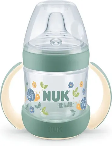 Nuk Nature Εκπαιδευτικό Μπιμπερό Πλαστικό με Λαβές Πράσινο 6m+ 150ml
