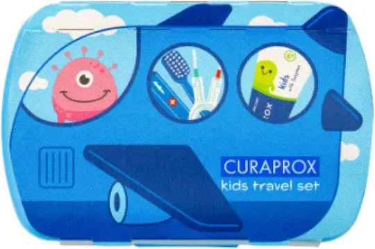 Curaprox Kids Travel Set για 6-12 Ετών Γαλάζιο με Οδοντόβουρτσα Ταξιδίου 1 Τεμάχιο & Οδοντόκρεμα Μέντα 10ml & Μεσοδόντια Βουρτσάκια 2 Τεμάχια