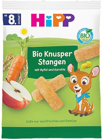 Hipp Organic Βιολογικά Τραγανά Sticks με Μήλο και Καρότο 30 gr