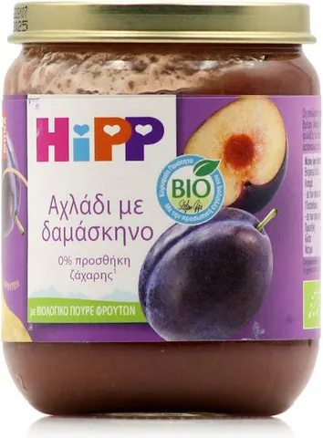 Hipp Φρουτόκρεμα Δαμάσκηνο Με Αχλάδι Χωρίς Προσθήκη Ζάχαρης 160gr για 5+ Μηνών