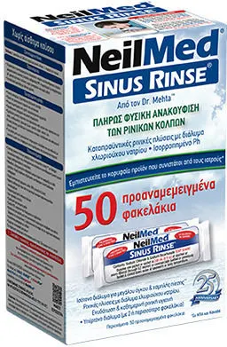 NeilMed Sinus Rinse Ανταλλακτικά Φακελάκια Διάλυμα Ρινικών Πλύσεων για Ενήλικες 50τεμ