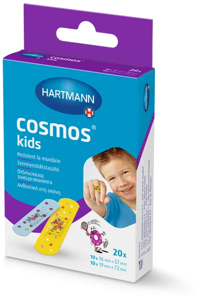 Cosmos Kids Αυτοκόλλητα Επιθέματα Μικροτραυμάτων 2 Μεγέθη σε Κασετίνα των 20τμχ REF:530650 Hartmann