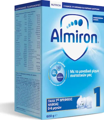 Nutricia Almiron 1 Γάλα 1ης Βρεφικής Ηλικίας από 0-6 μηνών 600gr