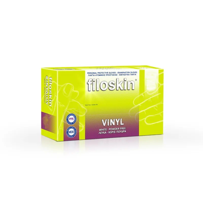 Filoskin Γάντια Vinyl - Xωρίς πούδρα- Λευκά-Large 100τεμ.