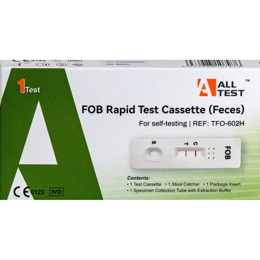 Test FOB (Fecal Occult Blood) Rapid Test Cassette Τεστ Ταχείας Αυτοδιάγνωσης Ανίχνευσης Παρουσίας Αιμοσφαιρίνης στα Κόπρανα 1 Τεμάχιο