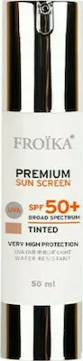 Froika Premium Sun Screen SPF50+ Tinted Αντιηλιακή Κρέμα Προσώπου με Χρώμα, 50ml