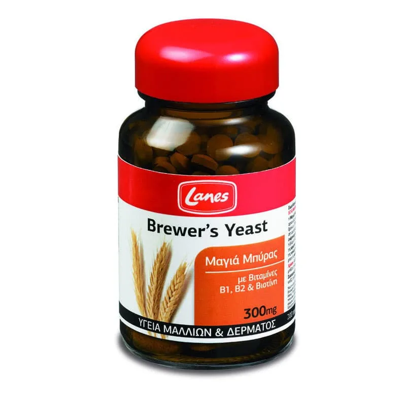 Lanes Brewer's Yeast 300mg Μαγιά Μπύρας με Βιταμίνες Β1, Β2 & Βιοτίνη για Υγιή Μαλλιά & Δέρμα, 200tabs