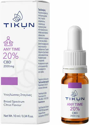 Tikun Any Time Έλαιο Κάνναβης σε Σταγόνες 2000mg με 20% CBD με Γεύση Citrus 10ml