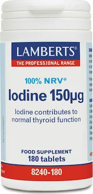 Lamberts Iodine 150mg, Συμπλήρωμα με Ιώδιο Για Την Φυσιολογική Ανάπτυξη και Την Υγεία του Δέρματος, 180 Tabs