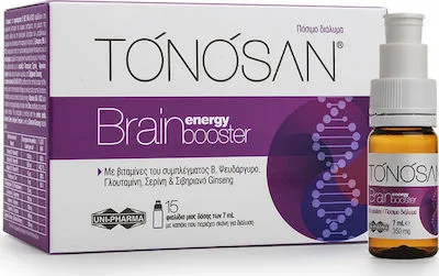 Tonosan Brain Energy Booster, Συμπλήρωμα Διατροφής Για Την Ενίσχυση Της Πνευματικής Απόδοσης & Μνήμης, 15x7ml